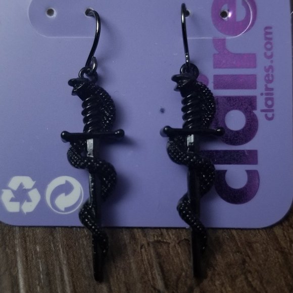 Serpent & Dagger Earrings - Picture 1 of 6